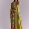 Green Muslin Anarkali Suit With Patola Style Print