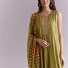 Green Muslin Anarkali Suit With Patola Style Print