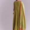 Green Muslin Anarkali Suit With Patola Style Print