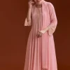 Light Pink Chinon Anarkali Suit With Cut Dana And Beads Work