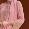 Light Pink Chinon Anarkali Suit With Cut Dana And Beads Work