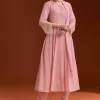 Light Pink Chinon Anarkali Suit With Cut Dana And Beads Work