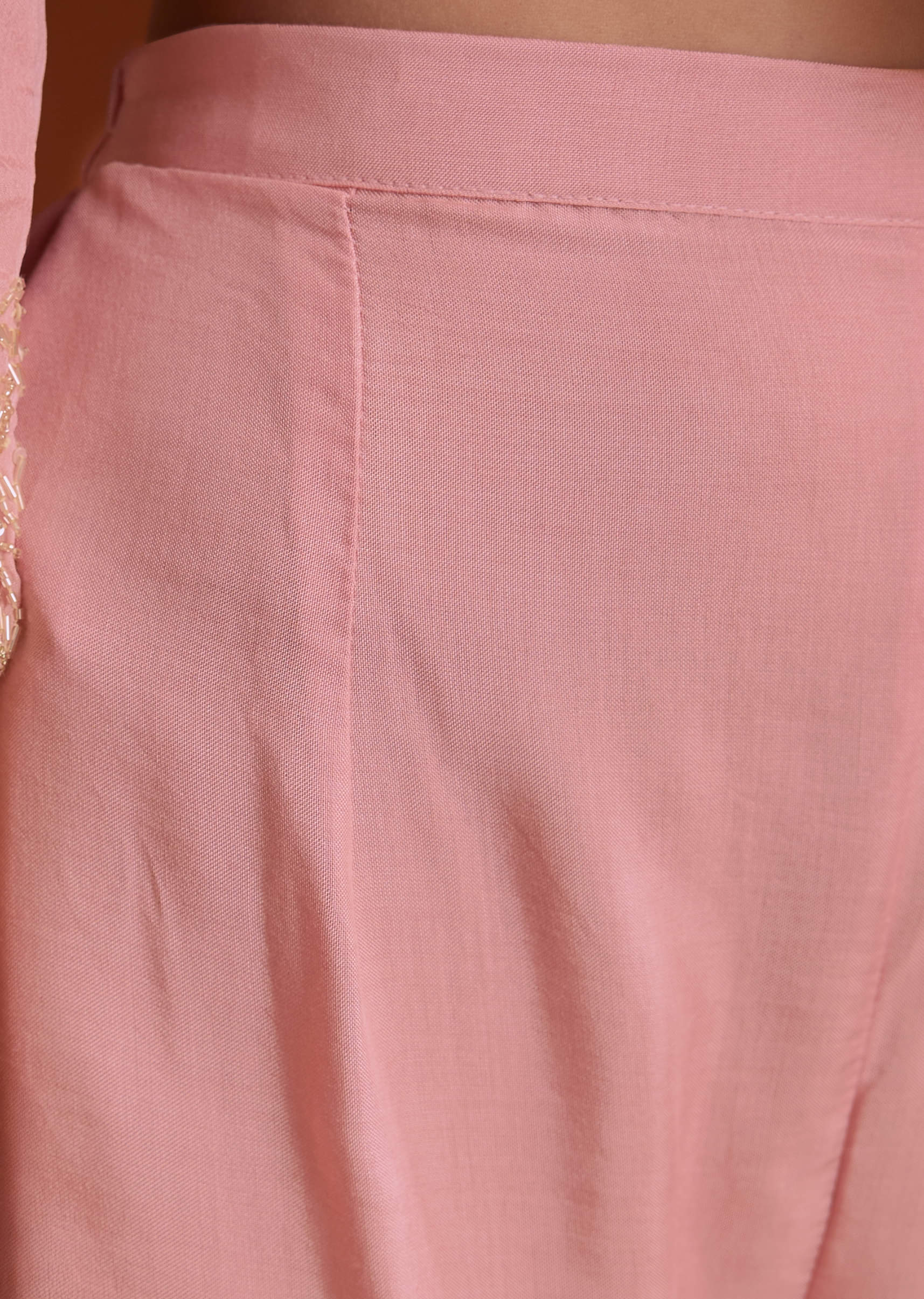 Light Pink Chinon Anarkali Suit With Cut Dana And Beads Work