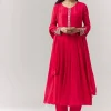 Pink Resham Cut Dana Sleeve Anarkali Pant Set With Dupatta