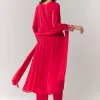 Pink Resham Cut Dana Sleeve Anarkali Pant Set With Dupatta