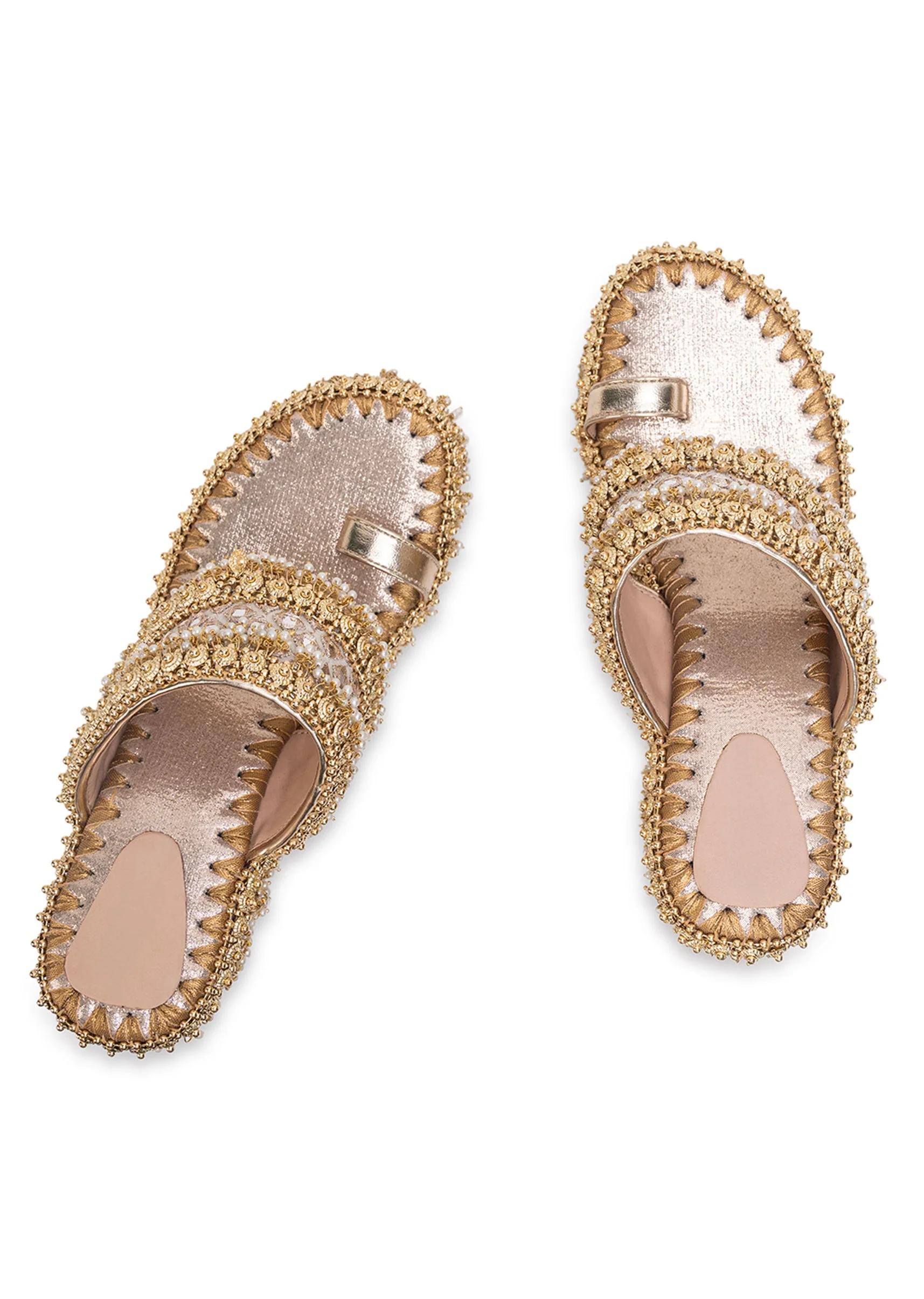 Embellished Off-White Wedges
