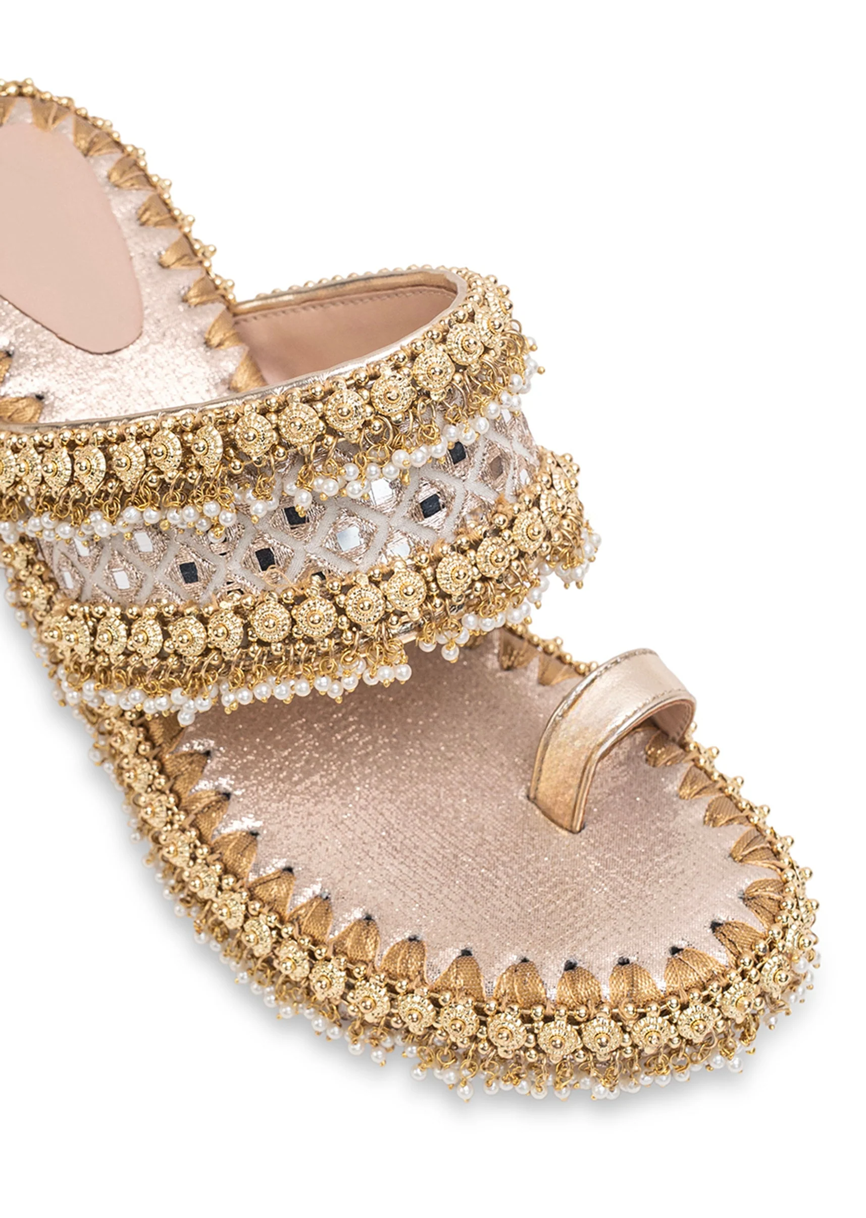 Embellished Off-White Wedges
