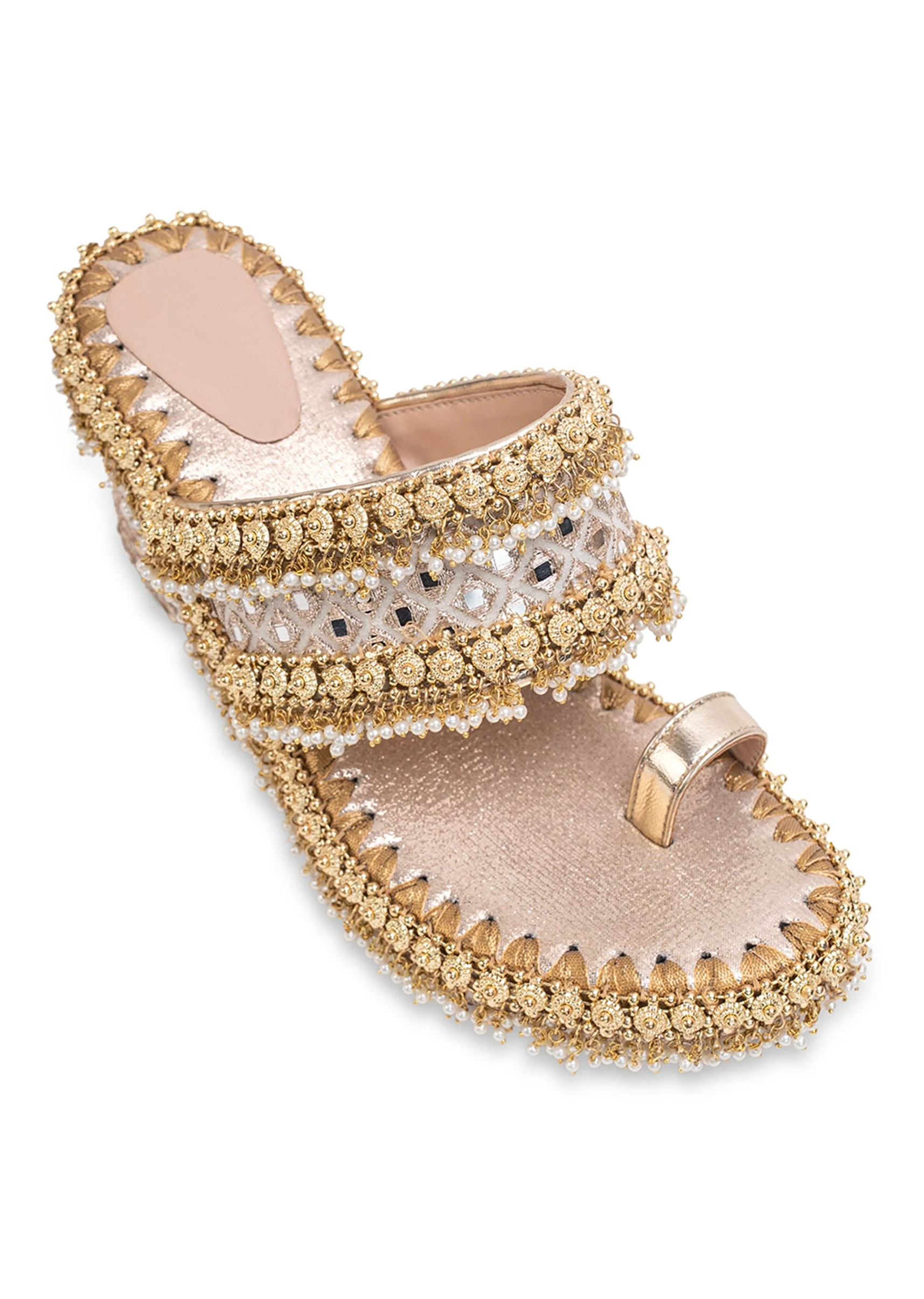 Embellished Off-White Wedges