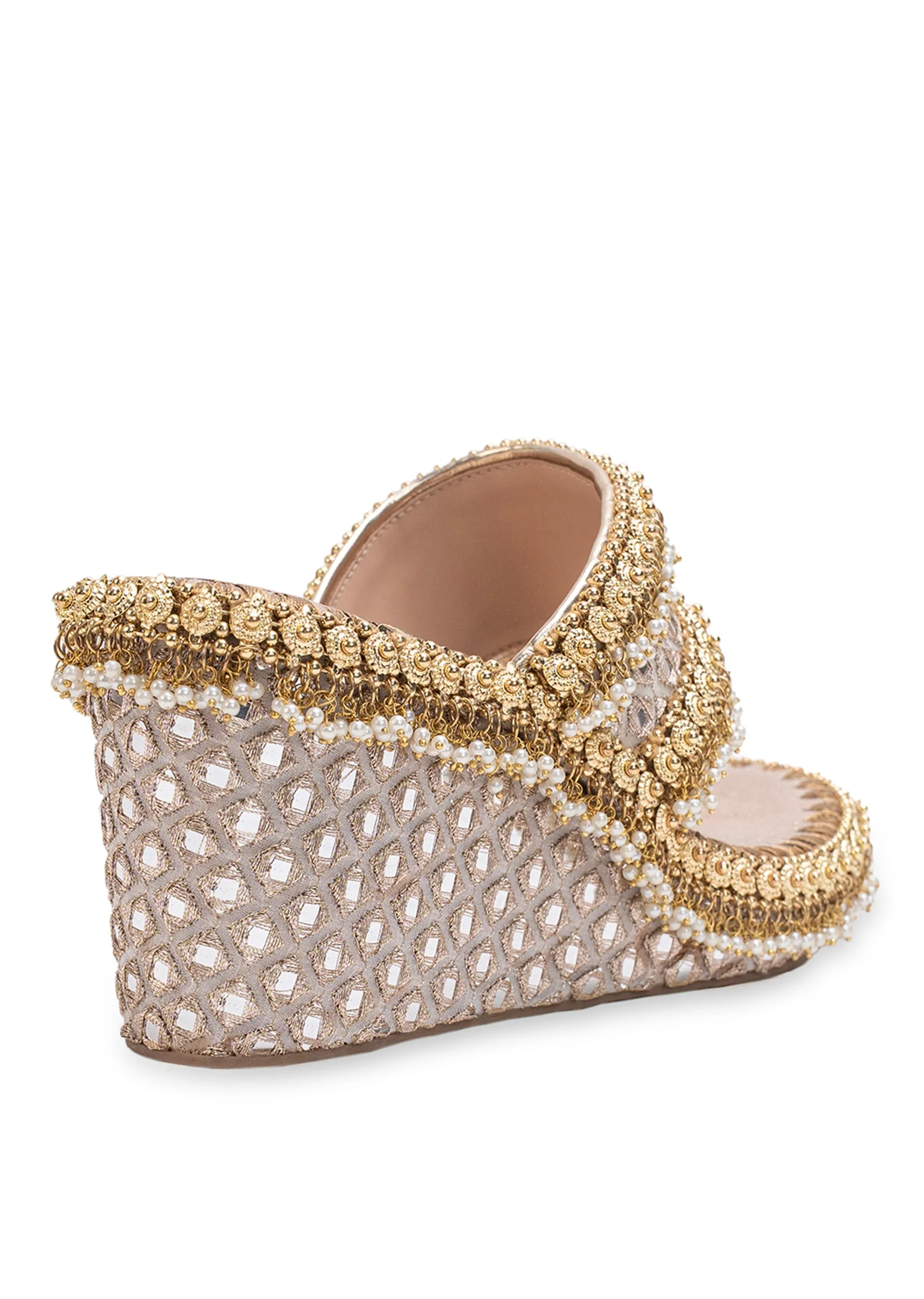 Embellished Off-White Wedges