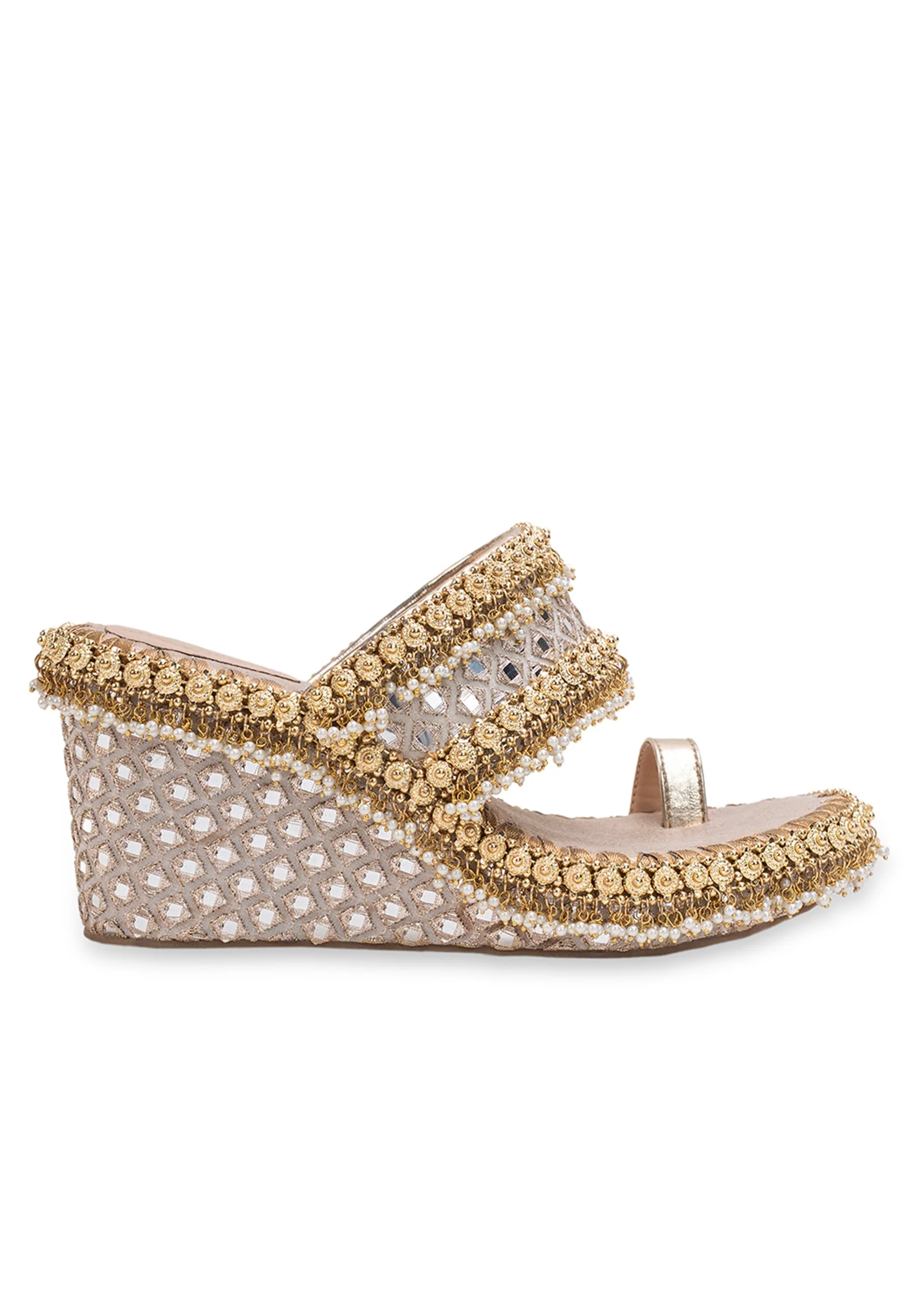 Embellished Off-White Wedges