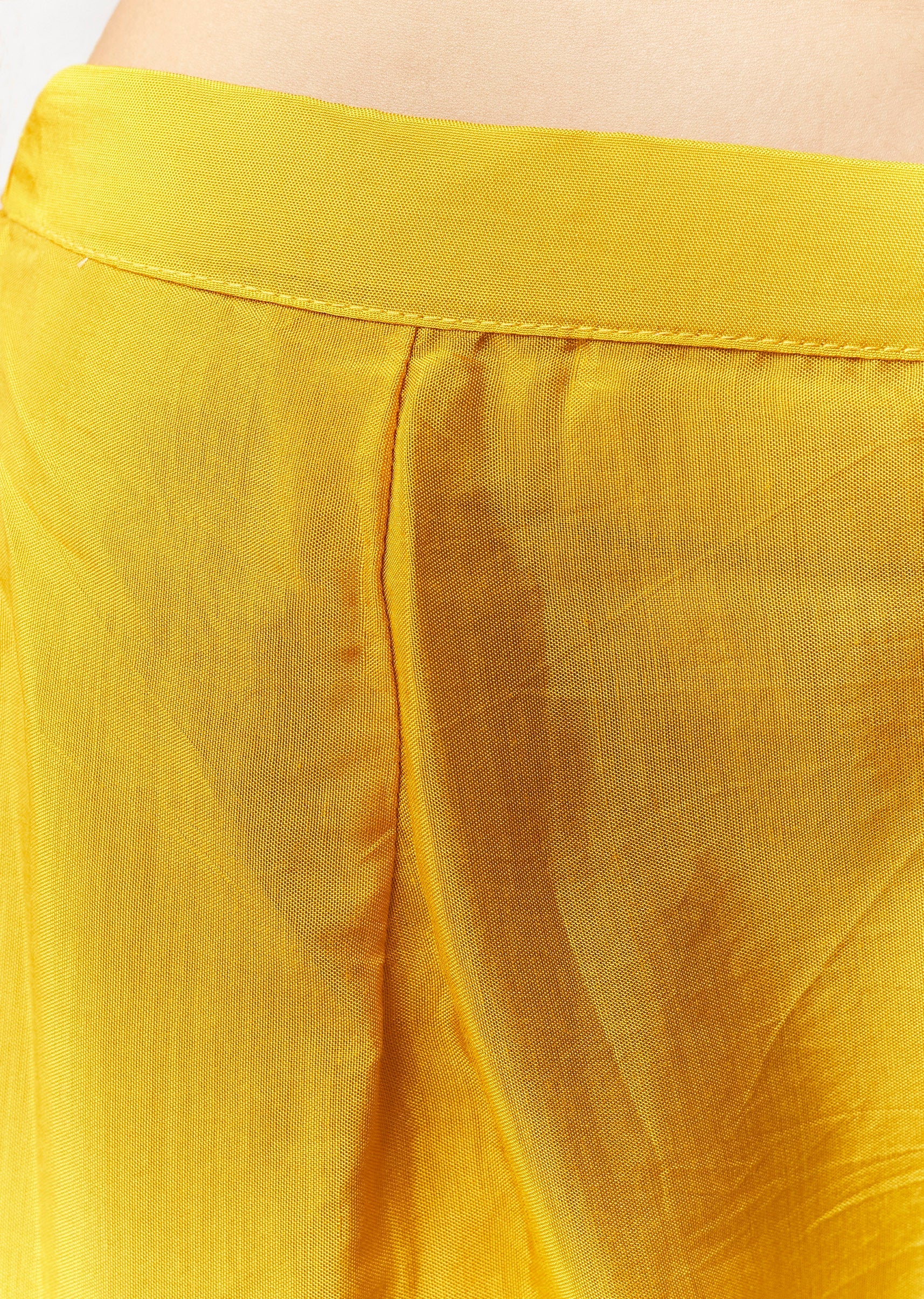 Yellow Resham Cut Dana Sleeve Anarkali Pant Set With Dupatta