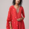 Rust Chinon Zardozi Work Anarkali Set