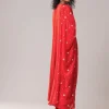 Rust Chinon Zardozi Work Anarkali Set