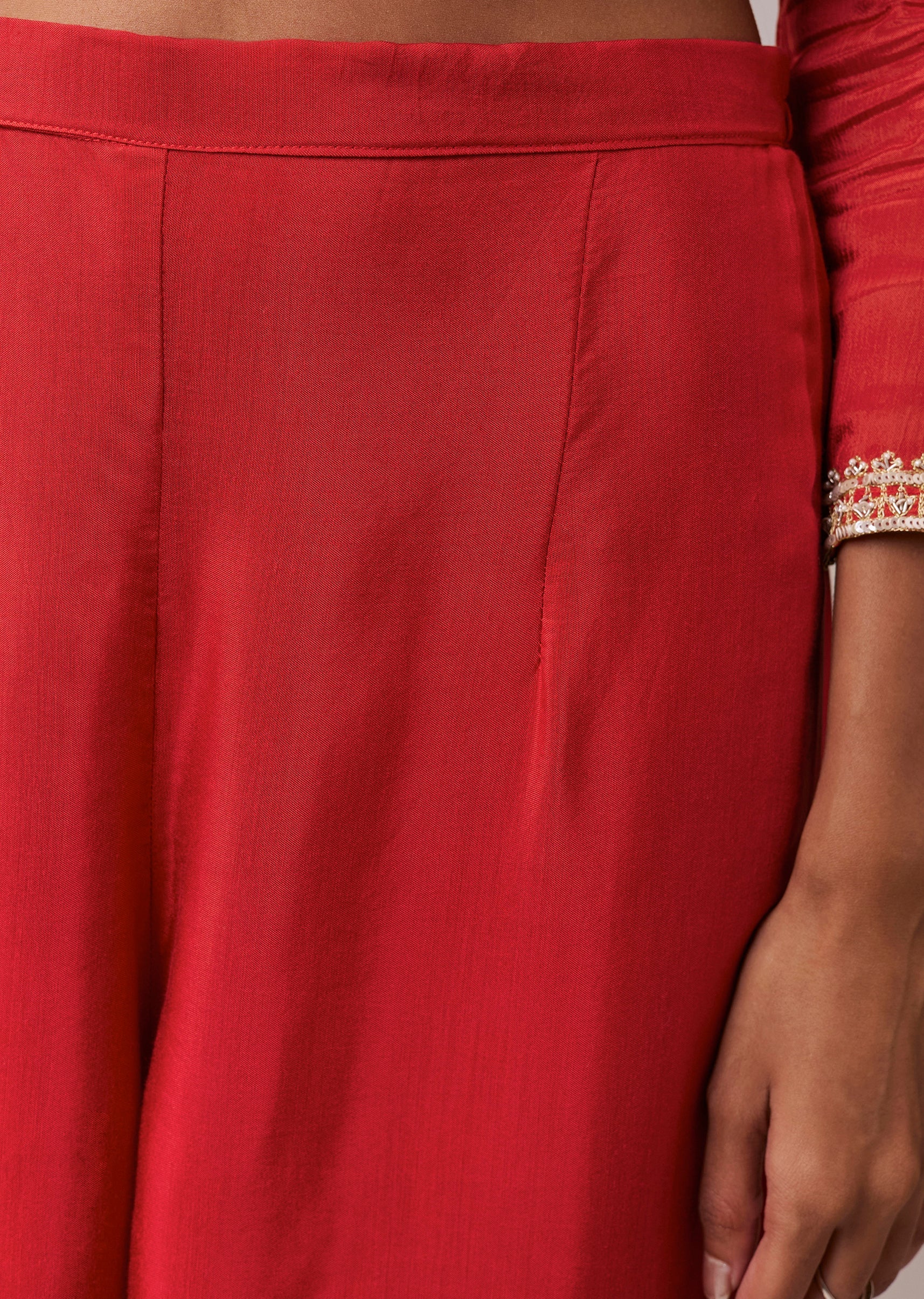 Rust Chinon Zardozi Work Anarkali Set
