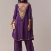 Purple Patchwork Zardosi & Thread Anarkali Set With Dupatta