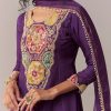 Purple Patchwork Zardosi & Thread Anarkali Set With Dupatta
