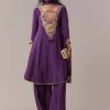 Purple Patchwork Zardosi & Thread Anarkali Set With Dupatta