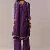 Purple Patchwork Zardosi & Thread Anarkali Set With Dupatta