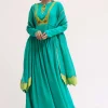 Aqua Green Chiffon Anarkali With Tissue Dupatta