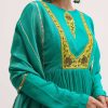 Aqua Green Chiffon Anarkali With Tissue Dupatta