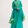 Aqua Green Chiffon Anarkali With Tissue Dupatta