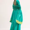 Aqua Green Chiffon Anarkali With Tissue Dupatta