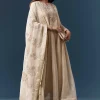 Cream Zardozi Work Anarkali Set