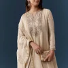 Cream Zardozi Work Anarkali Set