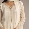 White Chinon Anarkali Suit With Cutdana And Sequins Work