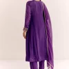 Purple Zari Neckline Chinon Anarkali Suit With Organza Dupatta