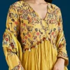 Yellow Printed Chinon Anarkali Suit With Dupatta
