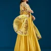 Yellow Printed Chinon Anarkali Suit With Dupatta