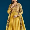 Yellow Printed Chinon Anarkali Suit With Dupatta