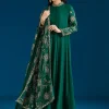 Dark Green Embroidered Chinon Anarkali Suit With Dupatta