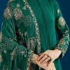 Dark Green Embroidered Chinon Anarkali Suit With Dupatta