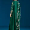Dark Green Embroidered Chinon Anarkali Suit With Dupatta