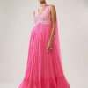 Pastel Pink Cut Dana Sequin Anarkali With Dupatta