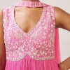 Pastel Pink Cut Dana Sequin Anarkali With Dupatta