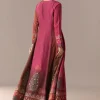 Pink Rust Printed Raw Silk Anarkali