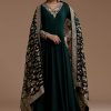 Dark Green Anarkali Set with Sequin Work