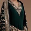 Dark Green Anarkali Set with Sequin Work
