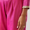 Pink Silver Zardozi Anarkali Set With Pant And Dupatta