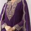 Purple Cut Dana Yoke Anarkali Set With Dupatta