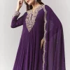 Purple Cut Dana Yoke Anarkali Set With Dupatta