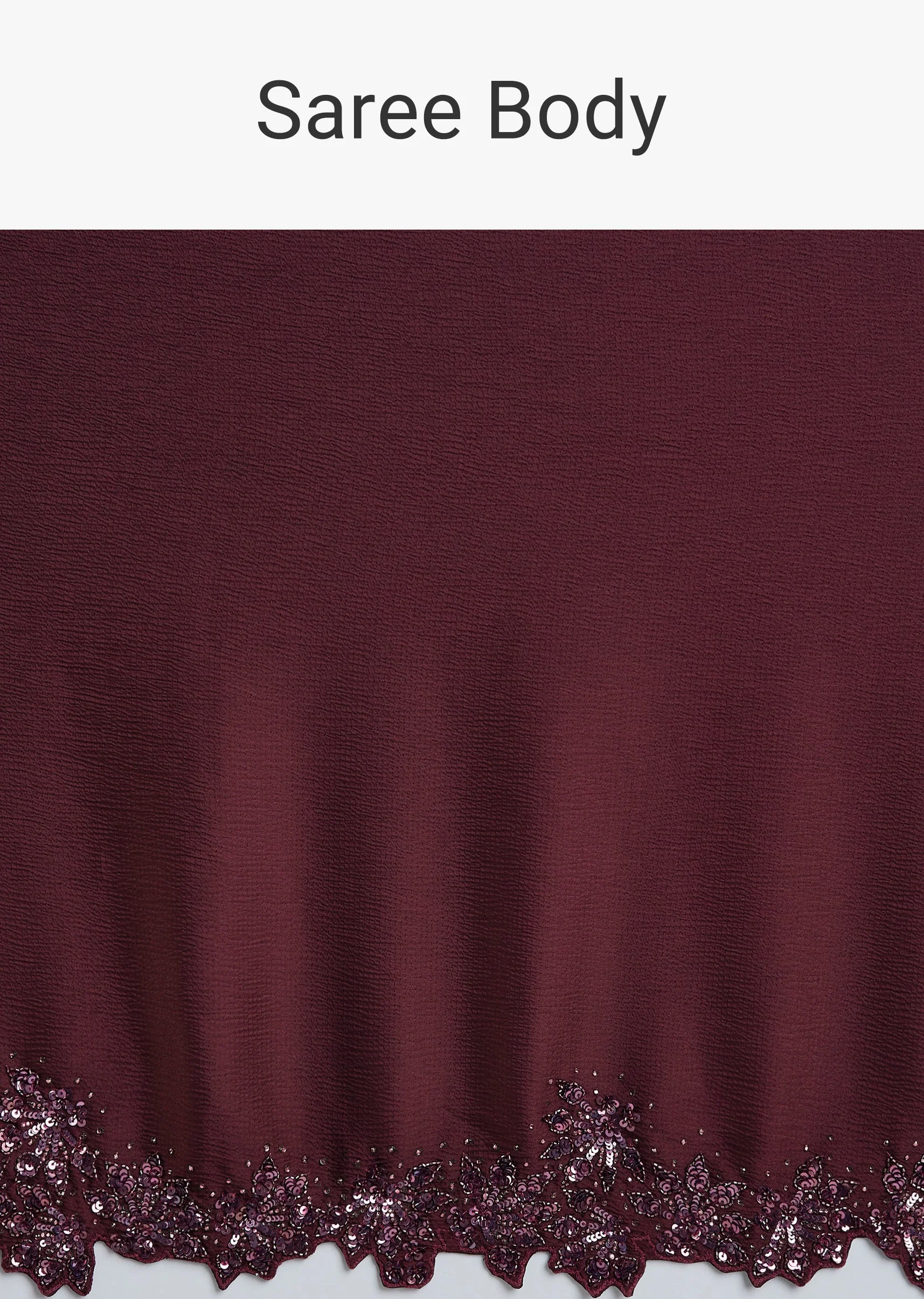 Wine Sequins Embellished Chiffon Saree With Sleeveless Blouse