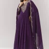 Purple Cut Dana Yoke Anarkali Set With Dupatta