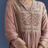 Pink Printed Chanderi Anarkali Set With Thread Work