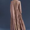 Pink Printed Chanderi Anarkali Set With Thread Work