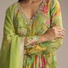 Light Green Chinon Anarkali Suit With Floral Print
