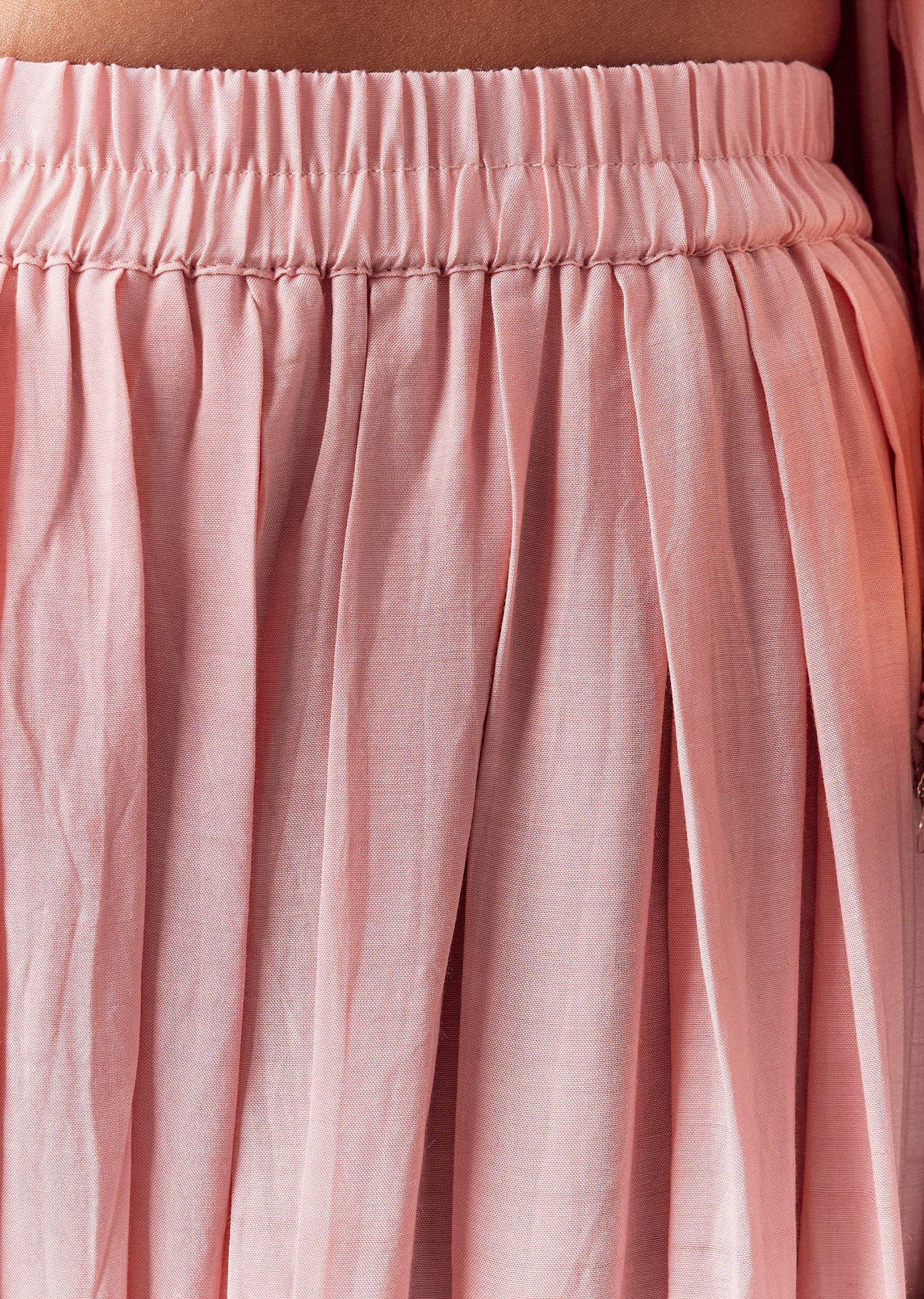 Pink Printed Short Anarkali Pant Set With Dupatta